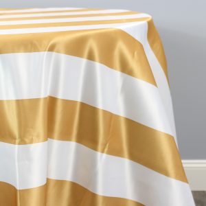 Striped Print Lamour Table Linen - 3.5 Inch Gold